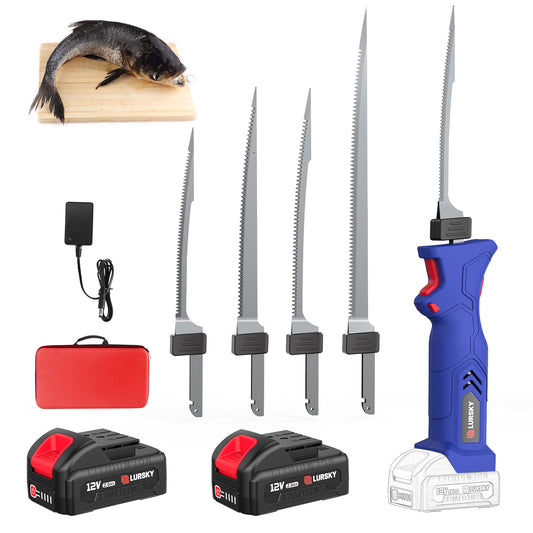 LURSKY Cordless Electric Fillet Knife with 2Pcs Batteries and Stroage Box